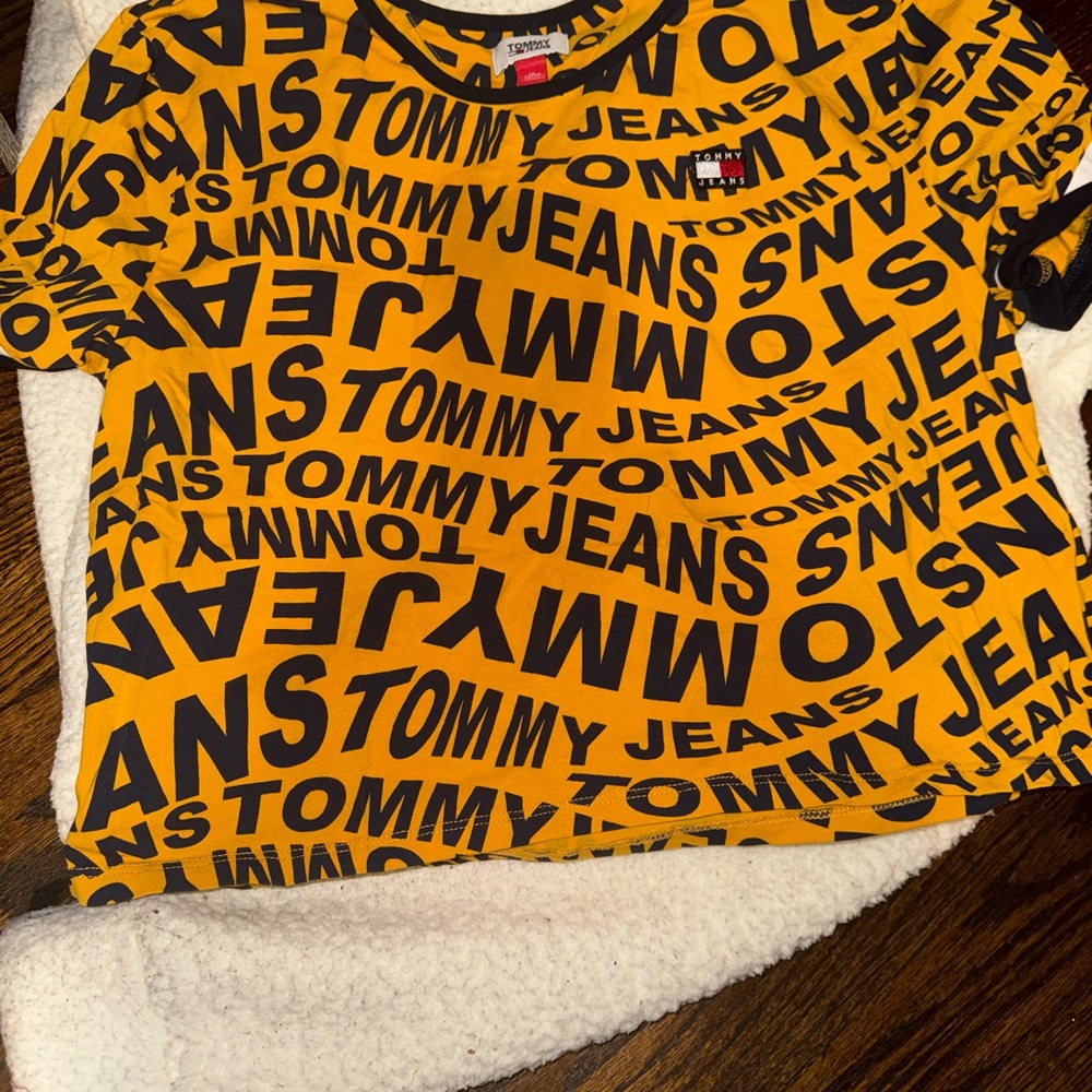 Tommy Hilfiger Yellow and Navy Crop Top